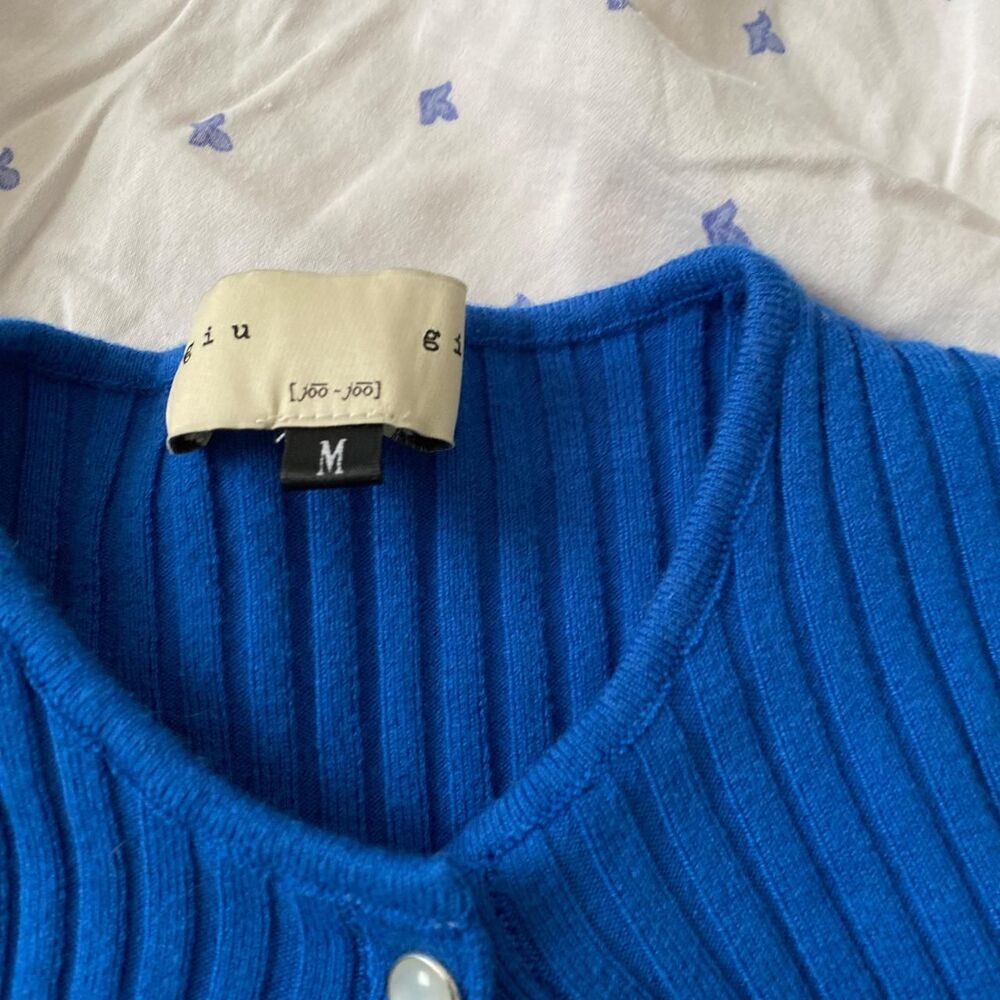 giu giu nonna ribbed long sleeve top in blue - Picture 2 of 3